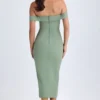 Rasine Rochie midi cu umerii goi, verde kaki Rasine Rochie midi cu umerii goi, verde kaki