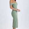 Rasine Rochie midi cu umerii goi, verde kaki Rasine Rochie midi cu umerii goi, verde kaki