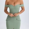 Rasine Rochie midi cu umerii goi, verde kaki Rasine Rochie midi cu umerii goi, verde kaki