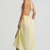 Rochie Aeris din poplin de bumbac, fără spate, lungime midi, în galben lămâie Rochie Aeris din poplin de bumbac, fără spate, lungime midi, în galben lămâie