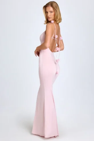Rochie Aldona din jersey elastic cu aplicații florale, în nuanța Blush Rochie Aldona din jersey elastic cu aplicații florale, în nuanța Blush