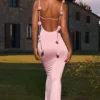 Rochie Aldona din jersey elastic cu aplicații florale, în nuanța Blush Rochie Aldona din jersey elastic cu aplicații florale, în nuanța Blush