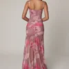 Rochie asimetrică cu corset și volane Haruna, cu imprimeu floral estompat Rochie asimetrică cu corset și volane Haruna, cu imprimeu floral estompat