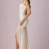 Rochie asimetrică cu corset și volane Haruna, culoare ivoriu Rochie asimetrică cu corset și volane Haruna, culoare ivoriu