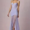 Rochie asimetrică cu corset și volane Haruna, în nuanța liliac Rochie asimetrică cu corset și volane Haruna, în nuanța liliac