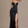 Rochie bralette din satin Fleurine cu ornamente, în negru Rochie bralette din satin Fleurine cu ornamente, în negru