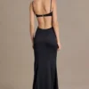 Rochie bralette din satin Fleurine cu ornamente, în negru Rochie bralette din satin Fleurine cu ornamente, în negru