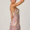 Rochie convertibilă cu dantelă și ornamente Galia, în roz floral