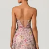 Rochie convertibilă cu dantelă și ornamente Galia, în roz floral