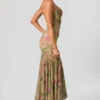 Rochie corset asimetrică cu volane Haruna, cu imprimeu floral multicolor Rochie corset asimetrică cu volane Haruna, cu imprimeu floral multicolor