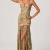 Rochie corset asimetrică cu volane Haruna, cu imprimeu floral multicolor Rochie corset asimetrică cu volane Haruna, cu imprimeu floral multicolor