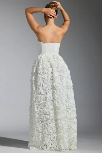 Rochie corset cu aplicații florale Camellia, albă Rochie corset cu aplicații florale Camellia, albă