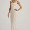 Rochie corset cu decolteu rotund și aplicații decorative Vasanta, albă Rochie corset cu decolteu rotund și aplicații decorative Vasanta, albă