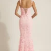 Rochie corset cu decolteu rotund și aplicații decorative Vasanta, în roz Rochie corset cu decolteu rotund și aplicații decorative Vasanta, în roz