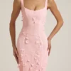 Rochie corset cu decolteu rotund și aplicații decorative Vasanta, în roz Rochie corset cu decolteu rotund și aplicații decorative Vasanta, în roz
