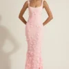 Rochie corset cu decolteu rotund și aplicații decorative Vasanta, în roz Rochie corset cu decolteu rotund și aplicații decorative Vasanta, în roz