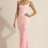 Rochie corset cu decolteu rotund și aplicații decorative Vasanta, în roz Rochie corset cu decolteu rotund și aplicații decorative Vasanta, în roz