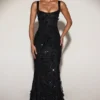 Rochie corset cu decolteu rotund și aplicații ornamentale Vasanta, negru Rochie corset cu decolteu rotund și aplicații ornamentale Vasanta, negru