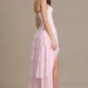 Rochie corset cu guler înalt și ornamente Arlette Premium, în roz pal Rochie corset cu guler înalt și ornamente Arlette Premium, în roz pal