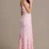 Rochie corset cu ornamente Aurelia în roz pal