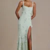 Rochie corset cu ornamente Aurelia în verde salvie Rochie corset cu ornamente Aurelia în verde salvie