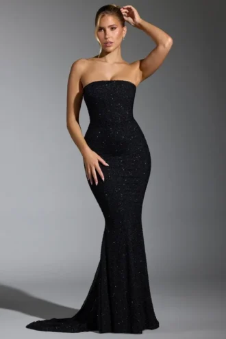 Rochie corset cu ornamente Florentina, negru