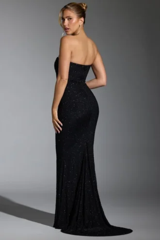 Rochie corset cu ornamente Florentina, negru