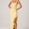 Rochie corset cu volane și ornamente Robina, galben