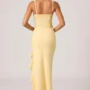 Rochie corset cu volane și ornamente Robina, galben