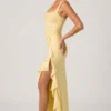 Rochie corset cu volane și ornamente Robina, galben