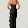 Rochie corset cu volane și ornamente Robina, negru