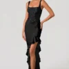 Rochie corset cu volane și ornamente Robina, negru