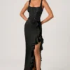 Rochie corset cu volane și ornamente Robina, negru