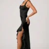 Rochie corset cu volane și ornamente Robina, negru