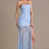 Rochie corset din dantelă decorată Liliane Premium, în albastru cer Rochie corset din dantelă decorată Liliane Premium, în albastru cer