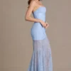 Rochie corset din dantelă decorată Liliane Premium, în albastru cer Rochie corset din dantelă decorată Liliane Premium, în albastru cer