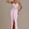 Rochie corset din dantelă împodobită Beatrix Premium, în roz pal Rochie corset din dantelă împodobită Beatrix Premium, în roz pal