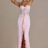 Rochie corset din dantelă împodobită Beatrix Premium, în roz pal Rochie corset din dantelă împodobită Beatrix Premium, în roz pal