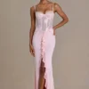 Rochie corset din dantelă împodobită Beatrix Premium, în roz pal Rochie corset din dantelă împodobită Beatrix Premium, în roz pal