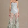 Rochie corset din tul cu ornamente Estella, verde salvie Rochie corset din tul cu ornamente Estella, verde salvie