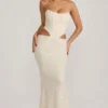 Rochie corset drapată cu decupaje și ornamente Saphira, alb Rochie corset drapată cu decupaje și ornamente Saphira, alb