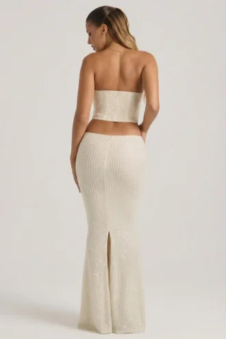 Rochie corset drapată cu decupaje și ornamente Saphira, alb