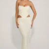 Rochie corset drapată cu decupaje și ornamente Saphira, alb Rochie corset drapată cu decupaje și ornamente Saphira, alb