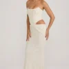 Rochie corset drapată cu decupaje și ornamente Saphira, alb Rochie corset drapată cu decupaje și ornamente Saphira, alb