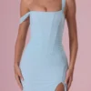 Rochie corset drapată din plasă Naelle, culoare aqua deschis Rochie corset drapată din plasă Naelle, culoare aqua deschis
