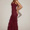 Rochie corset Vasanta cu decolteu rotund și aplicații decorative, în roșu vin Rochie corset Vasanta cu decolteu rotund și aplicații decorative, în roșu vin
