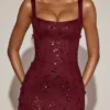 Rochie corset Vasanta cu decolteu rotund și aplicații decorative, în roșu vin Rochie corset Vasanta cu decolteu rotund și aplicații decorative, în roșu vin