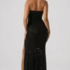 Rochie cu guler halter și ornamente Sansel, negru Rochie cu guler halter și ornamente Sansel, negru
