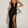 Rochie cu guler halter și ornamente Sansel, negru Rochie cu guler halter și ornamente Sansel, negru