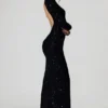 Rochie cu spate decupat și ornamente Leonie, negru Rochie cu spate decupat și ornamente Leonie, negru